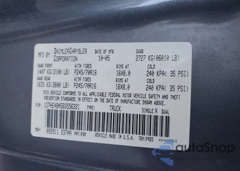 2006 Dodge Dakota Quad Slt из США, поврежденный, VIN 1D7HE48N56S556321